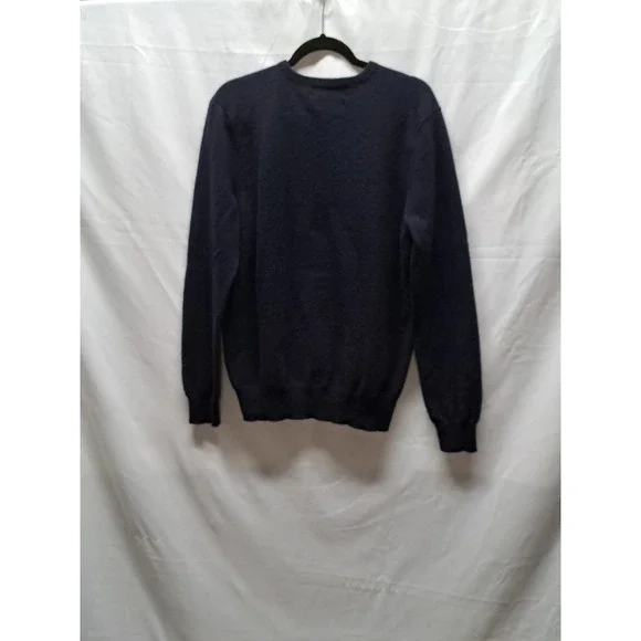 Polo By Ralph Lauren Navy Blue V-Neck 100% Italian Lambs wool Sweater Lg.